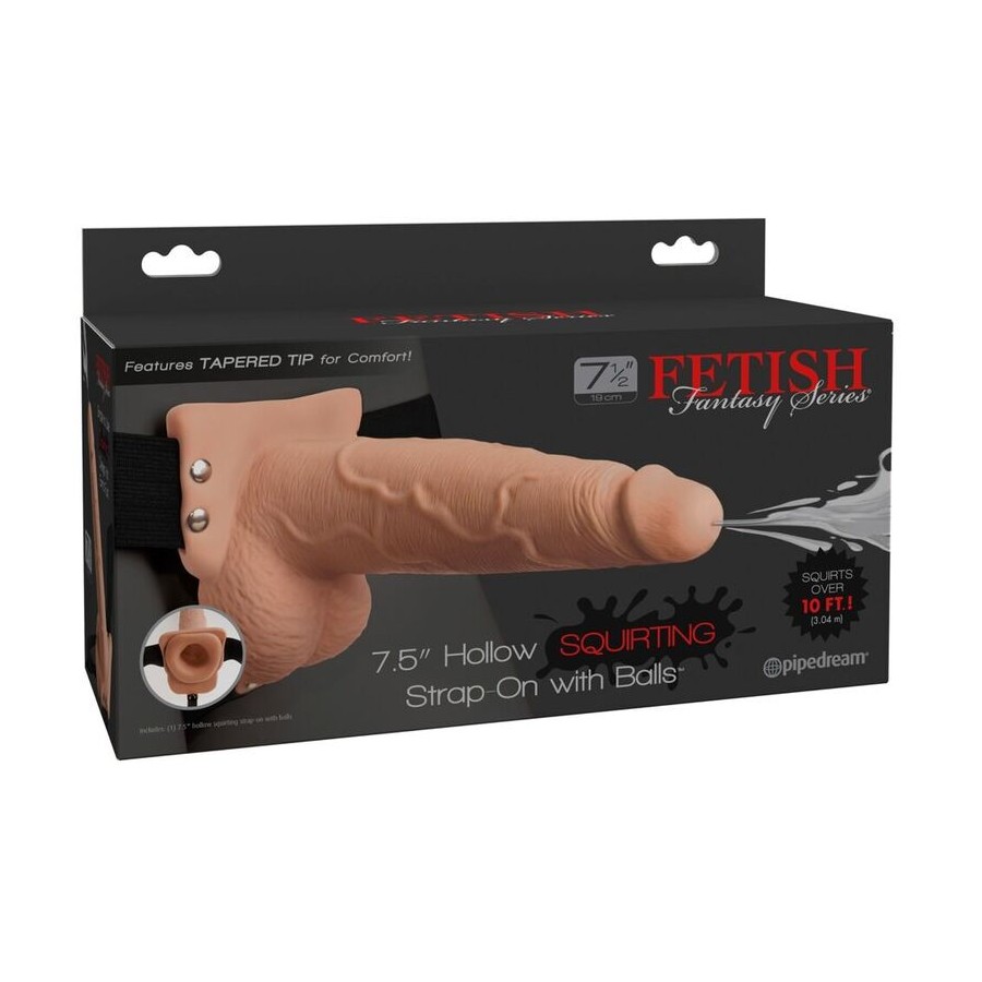 FETISH FANTASY SERIES - IMBRACATURA REGOLABILE PENE REALISTICO CON SFERE SQUIRTING 19 CM